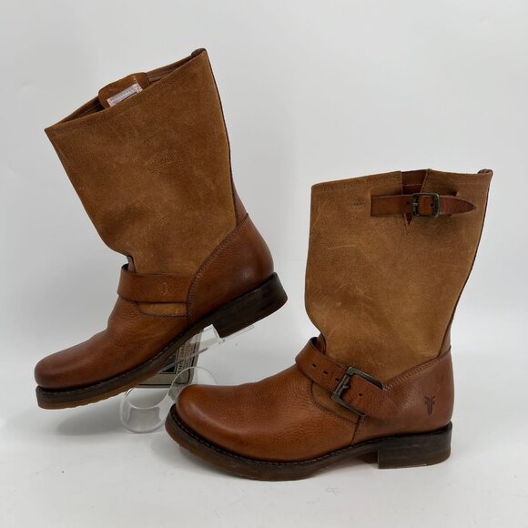 Frye Brown Leather Buckle Ankle Boots | Size 6.5 - Picture 2 of 12
